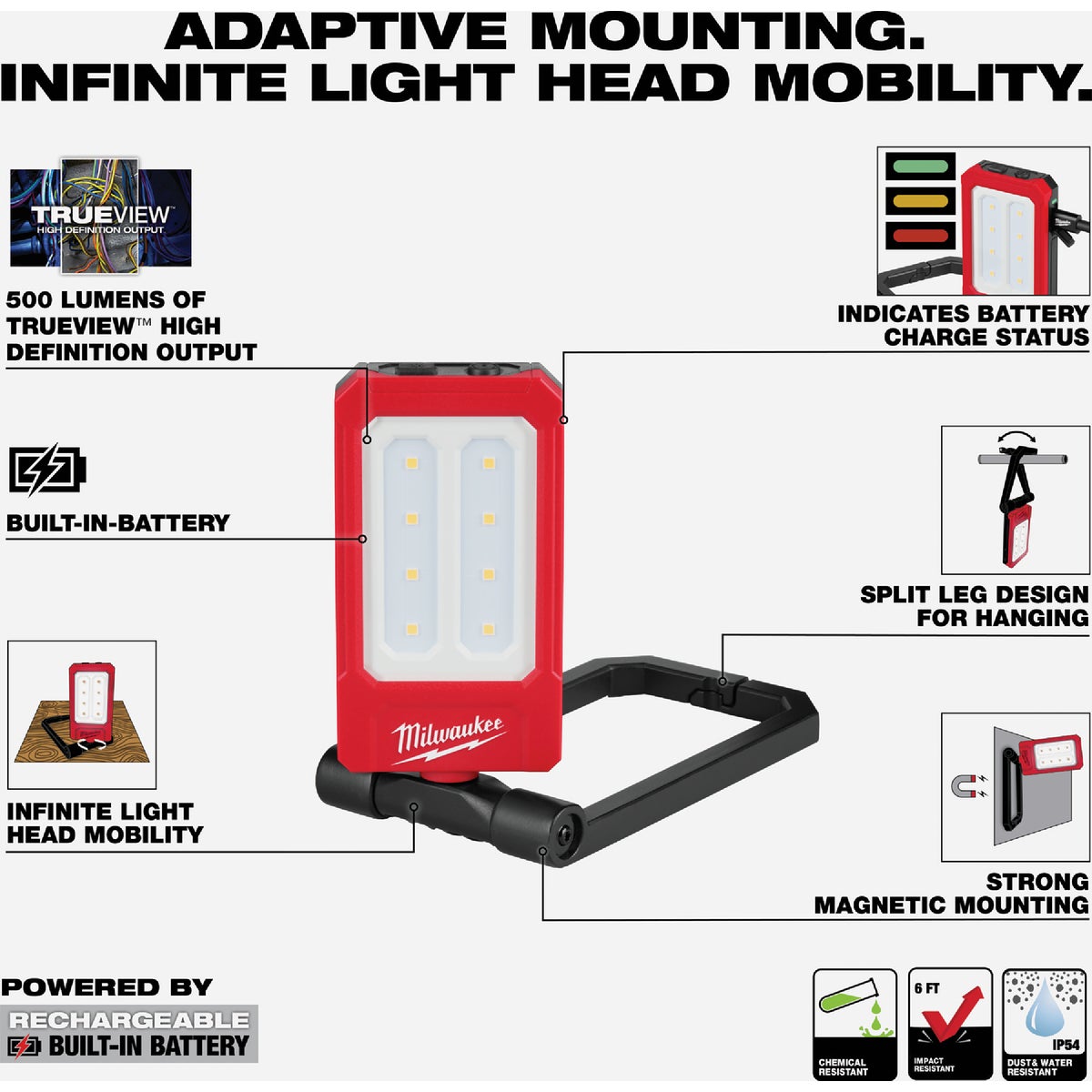 Milwaukee 500 Lm. LED Rechargeable Low-Profile Magnetic Task Light Image 11