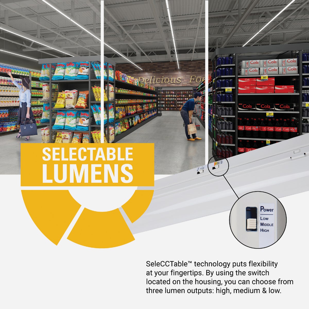 Metalux 4 Ft. LED CCT Lumen Selectable Strip Light Ceiling Fixture Image 4