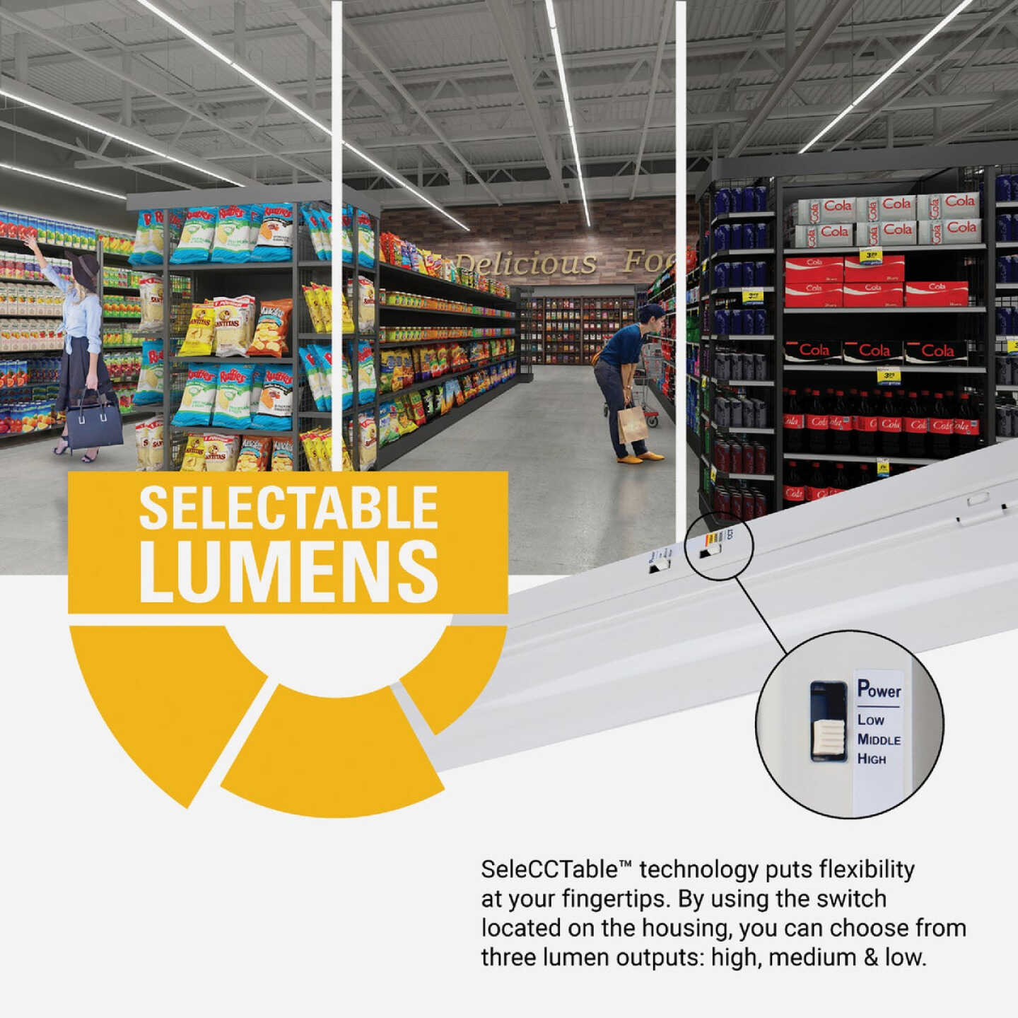 Metalux 4 Ft. LED CCT Lumen Selectable Strip Light Ceiling Fixture Image 4