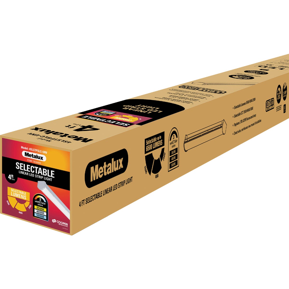 Metalux 4 Ft. LED CCT Lumen Selectable Strip Light Ceiling Fixture Image 7