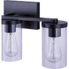 Canarm Britton 3-Light Black Vanity Bath Light Fixture, Clear Glass Image 4