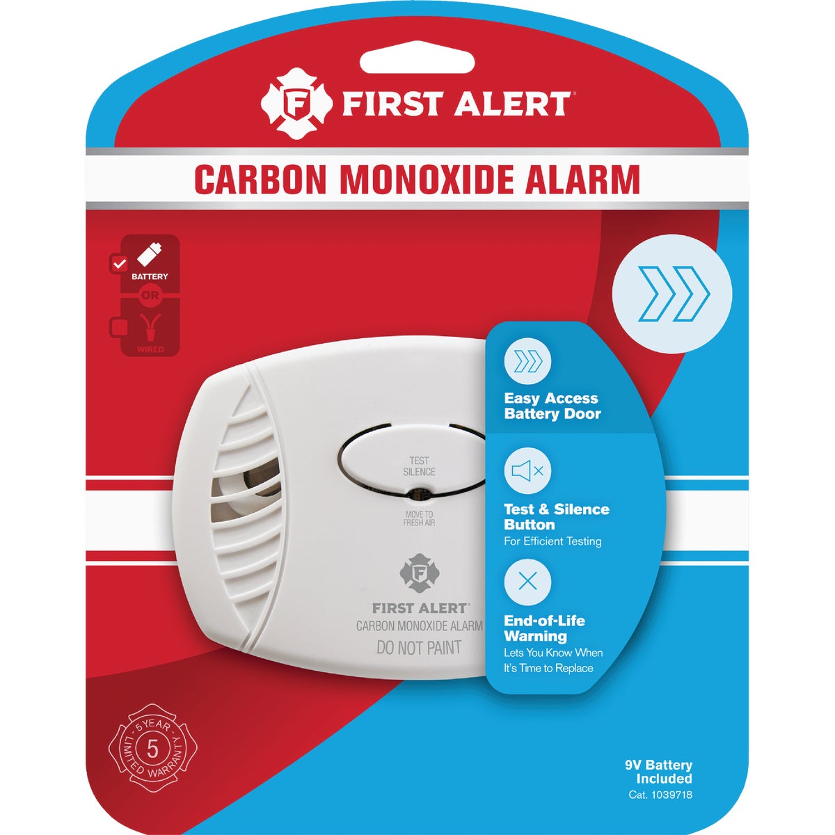 First Alert CO400 Battery Operated 9V Electrochemical Carbon Monoxide Alarm