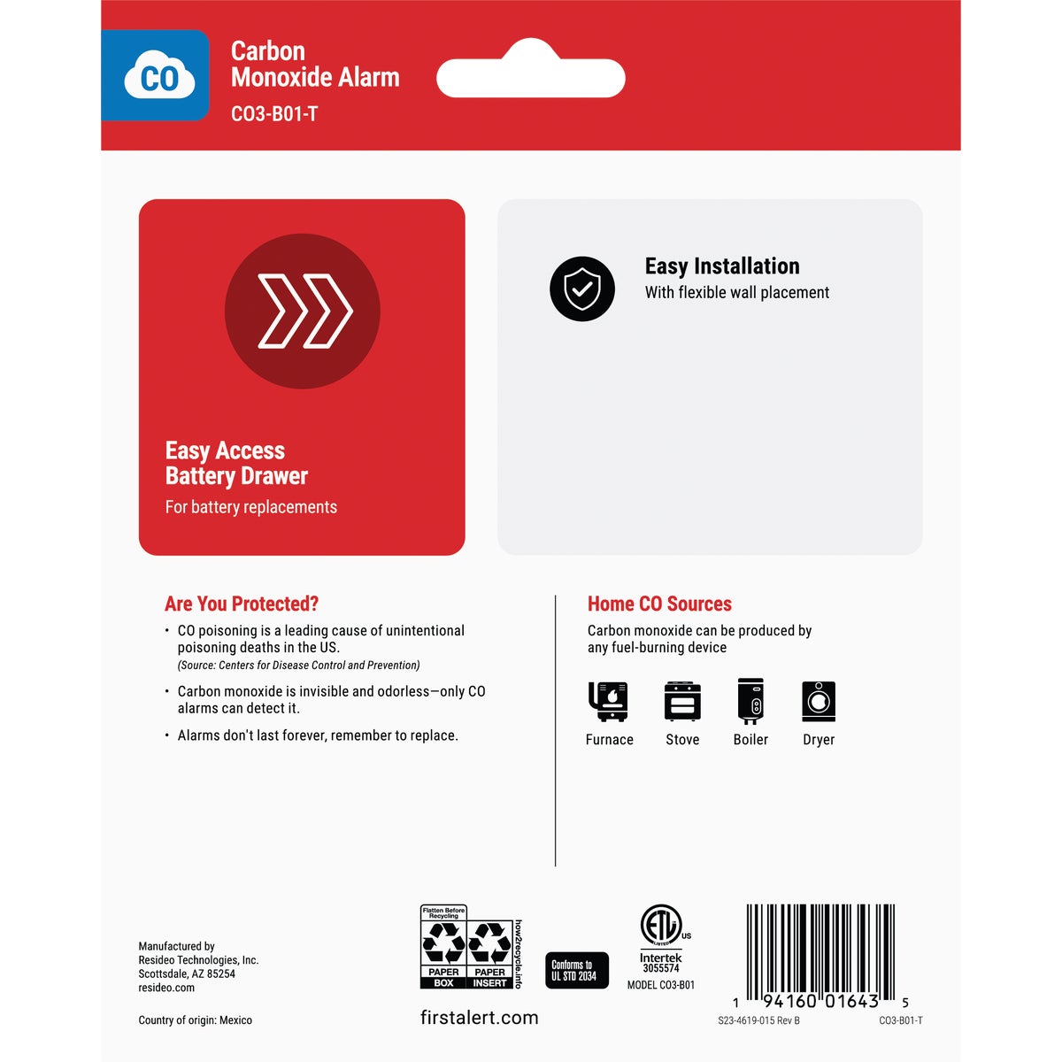 First Alert CO400 Battery Operated 9V Electrochemical Carbon Monoxide Alarm Image 4