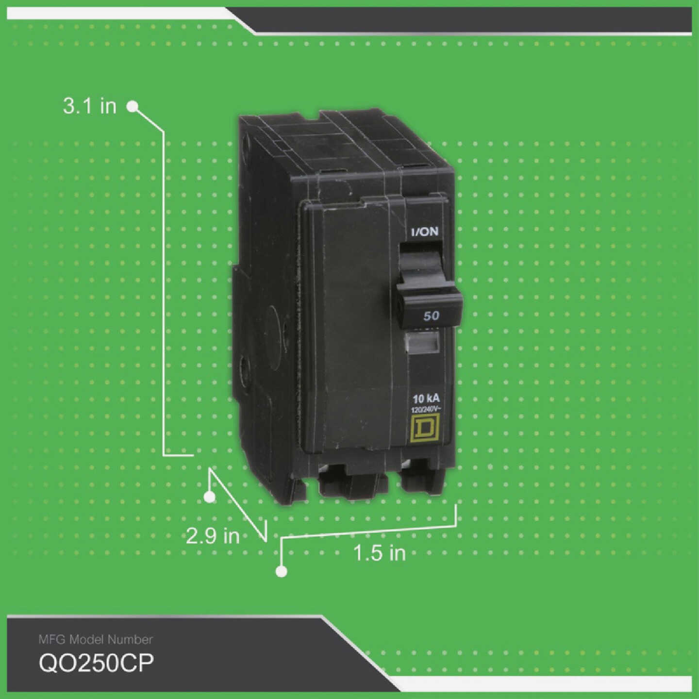 Square D QO 50A Double-Pole Standard Trip Circuit Breaker Image 3