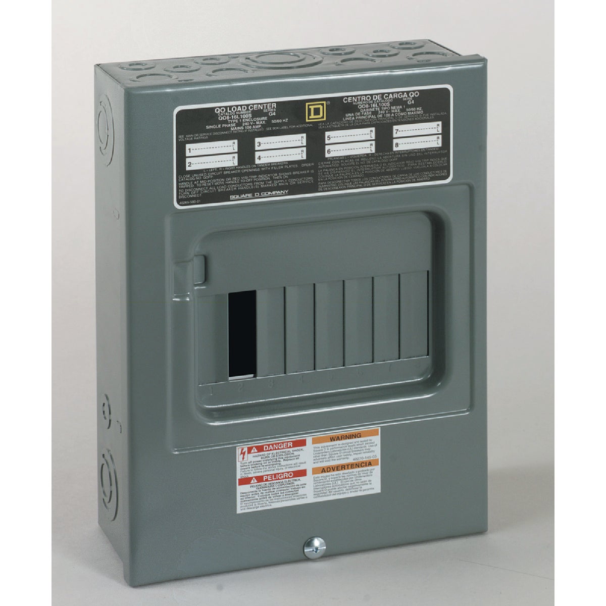 Square D QO 100A 8-Space 16-Circuit Indoor Main Lug Load Center Image 1