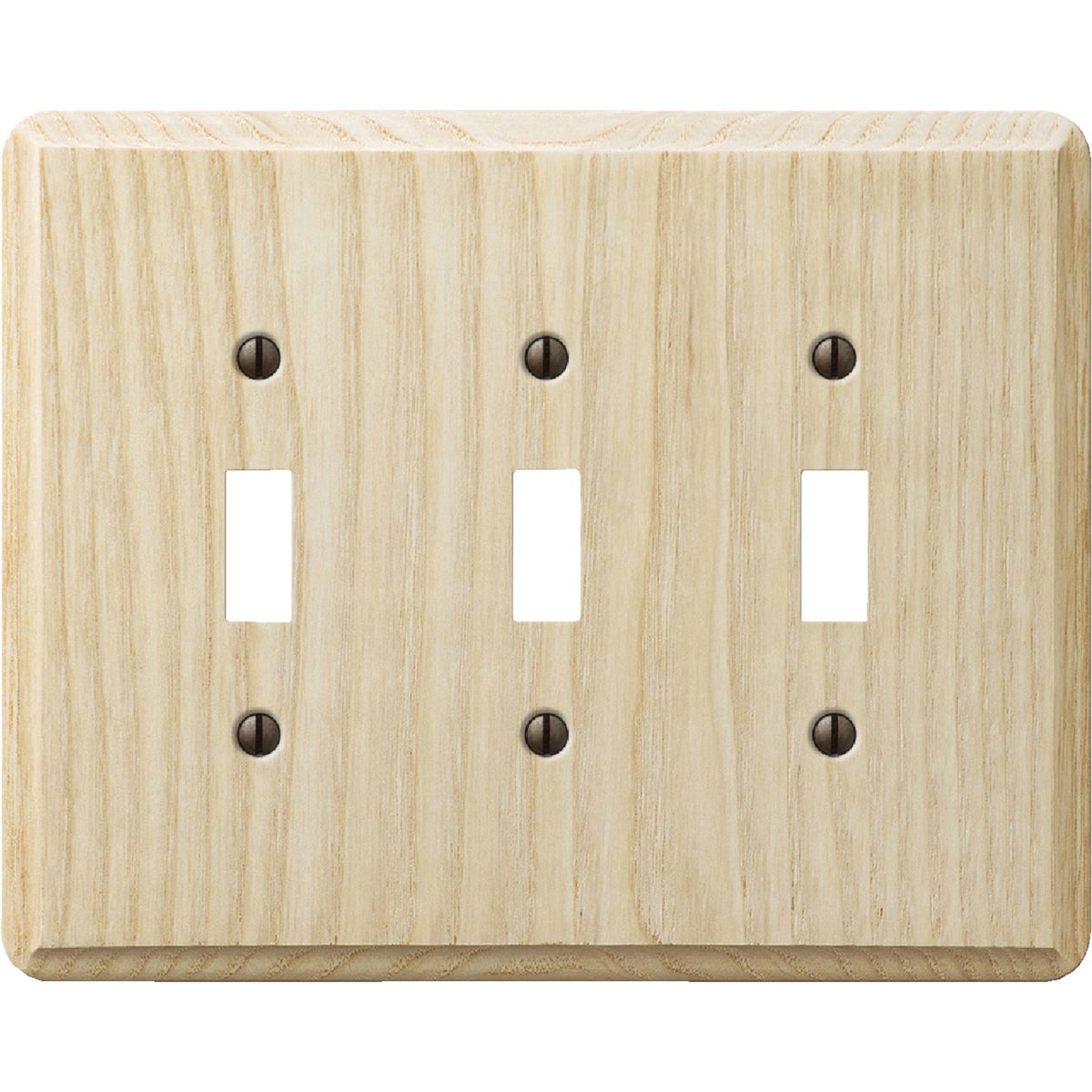 Amerelle 3-Gang Solid Ash Toggle Switch Wall Plate, Unfinished Ash Image 1