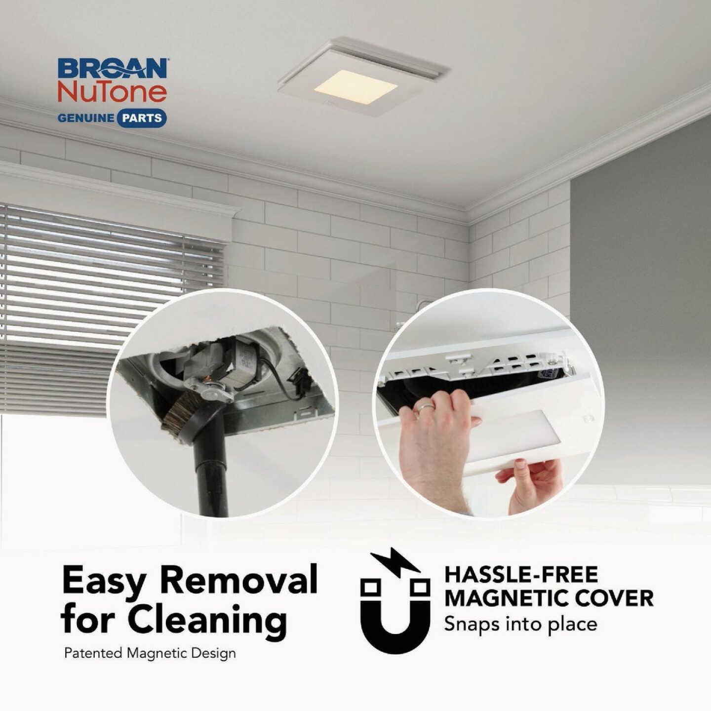Broan-NuTone CleanCover 12 In. x 12 In. Magnetic LED Bath Exhaust Fan Grille Image 4