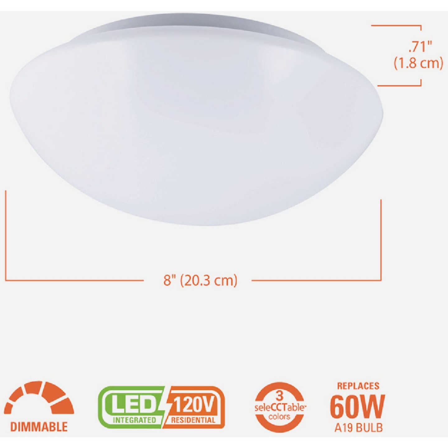 Halo 8 In. CCT LED Low Profile Round Flush Mount Ceiling Light Fixture Image 4