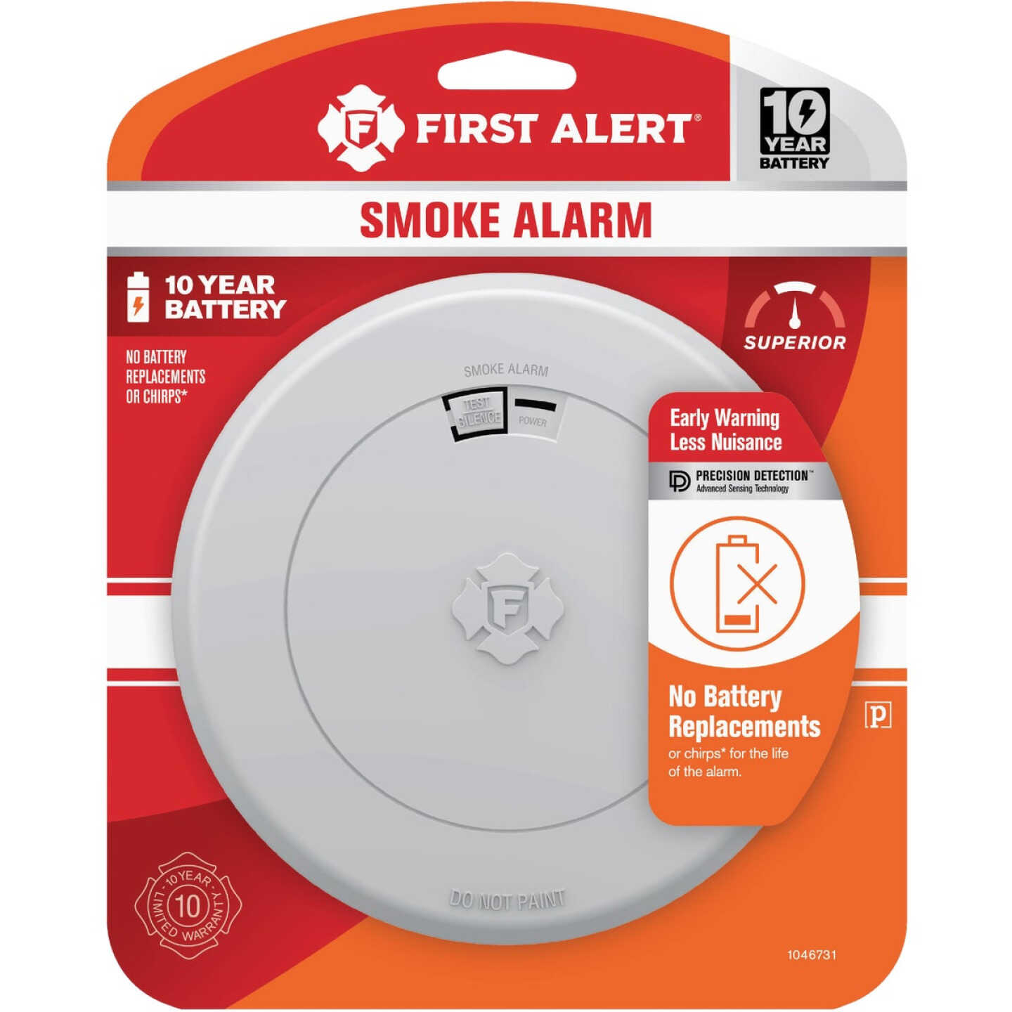 First Alert SM210 10-Year Battery Photoelectric Smoke Alarm with Slim Profile Image 1