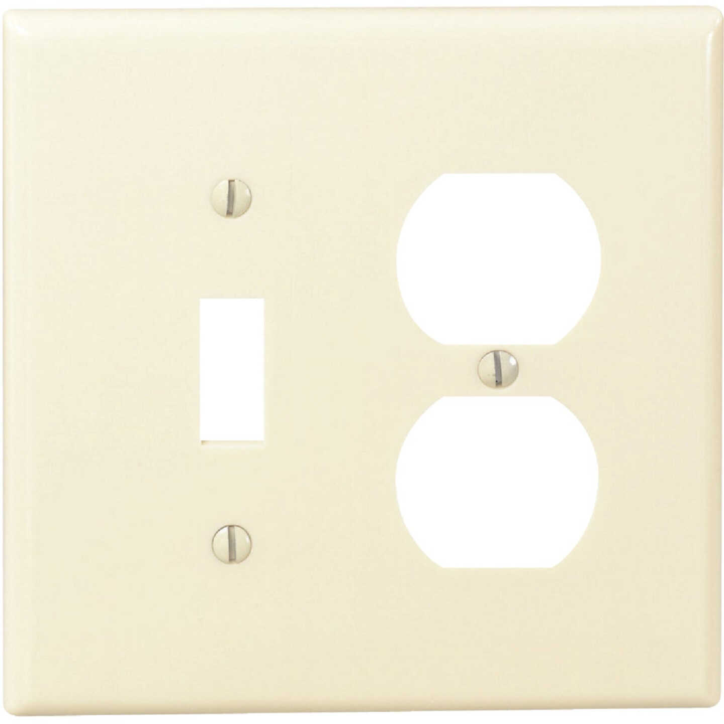 Leviton Mid-Way 2-Gang Thermoset Single Toggle/Duplex Outlet Wall Plate, Ivory Image 1