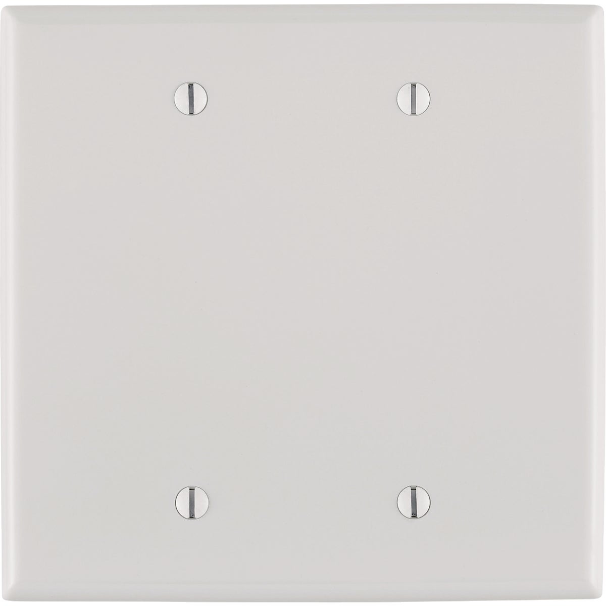 Leviton 2-Gang Mid-Way Thermoplastic Nylon Blank Wall Plate, White Image 1