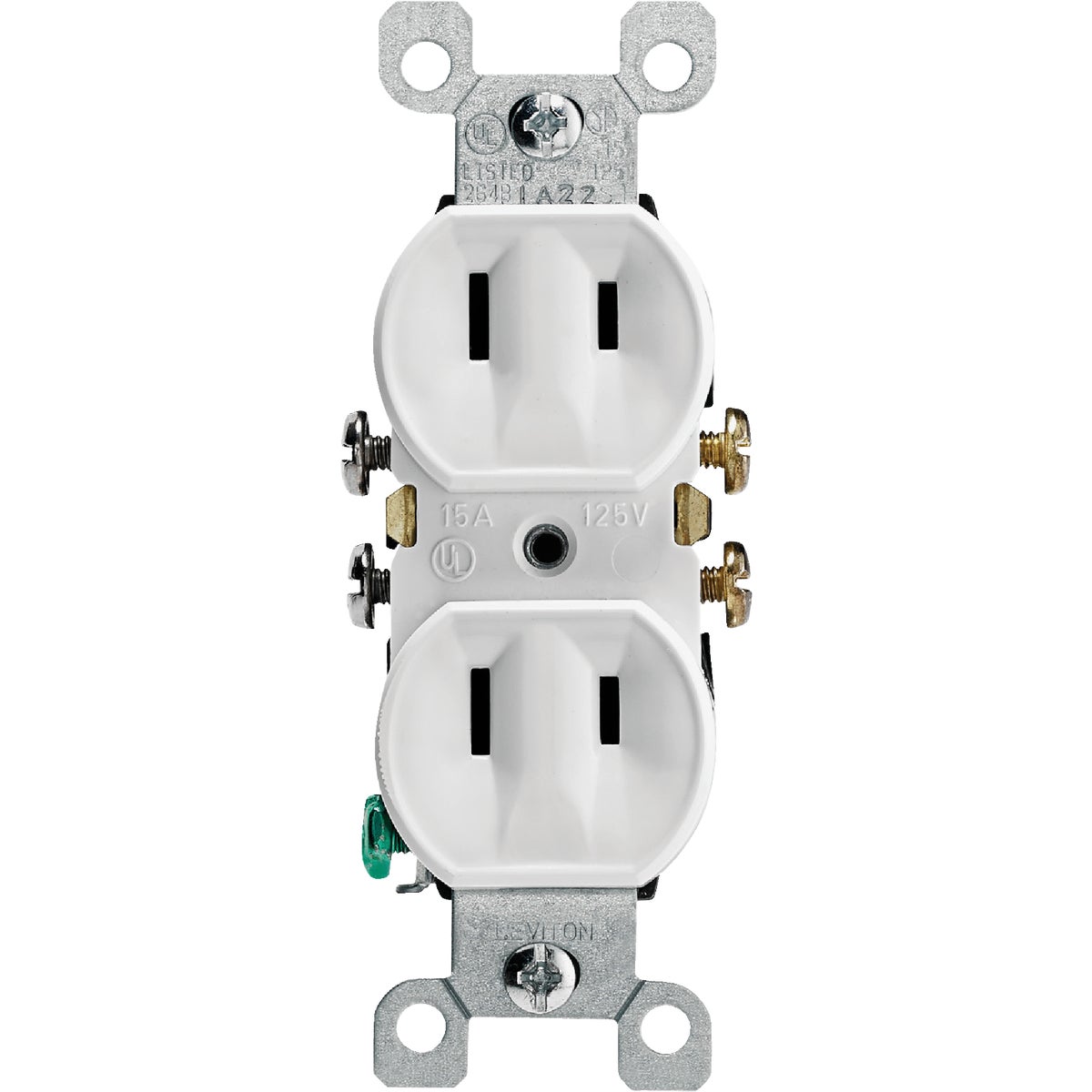 Leviton 15A White Residential Grade 1-15R Duplex Outlet Image 2