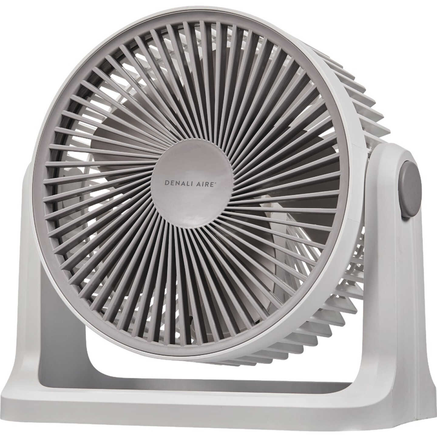 Denali Aire 8 In. Stepless Speed White USB Rechargeable Table Fan Image 1