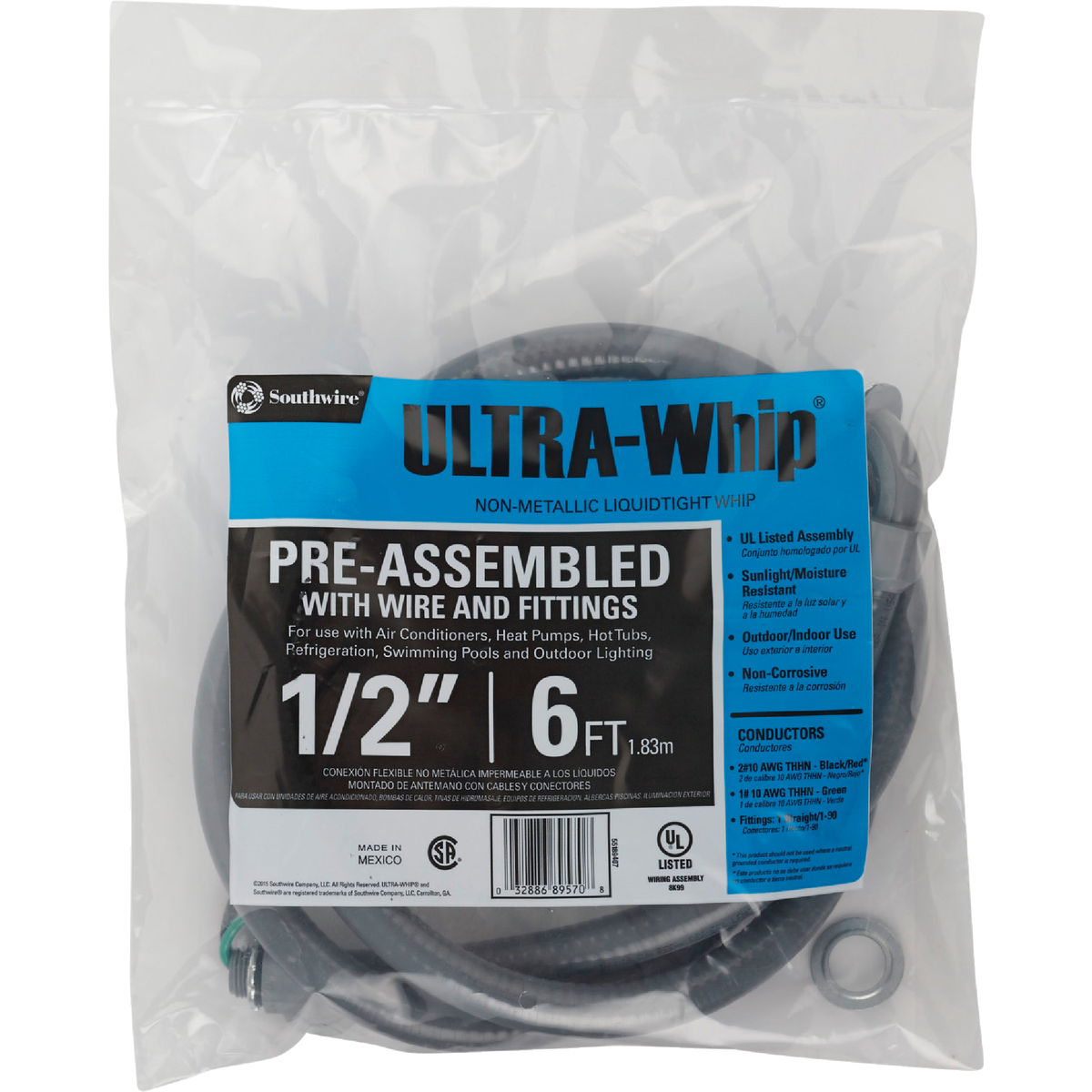 Southwire 6 Ft. x 1/2 In. Flexible Non-Metallic Pre-Wired Whip Image 2