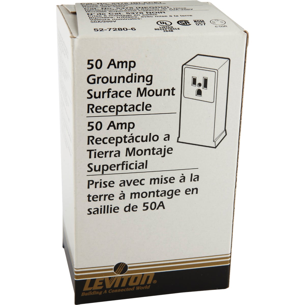 Leviton 50A Surface Mount Black 6-50R Welder Power Outlet Image 2