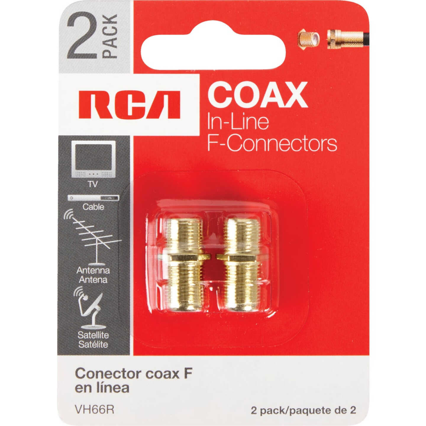 RCA In-Line Feed-Through Coax Connector (2-Pack) Image 2