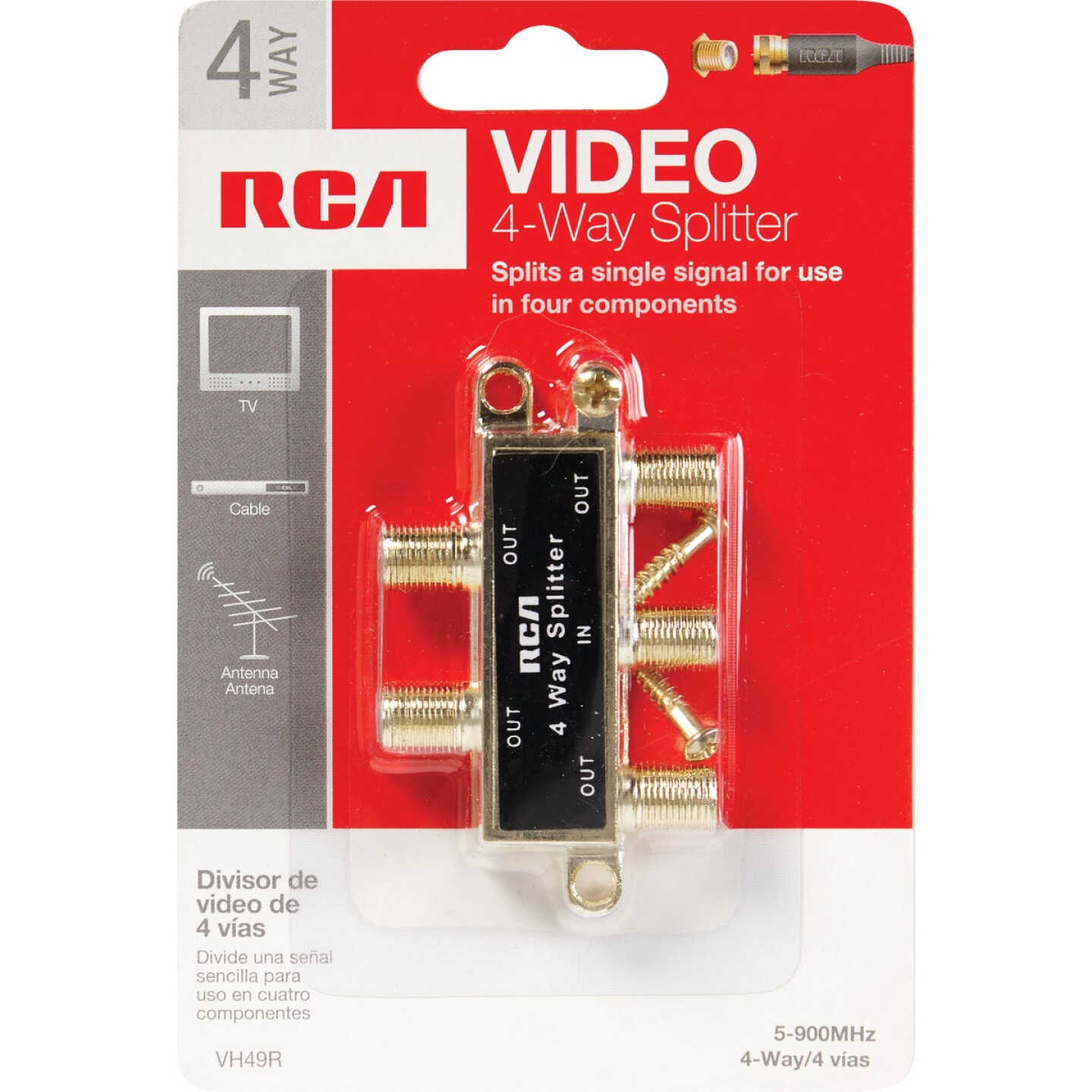 RCA 4-Way Coaxial Splitter Image 2