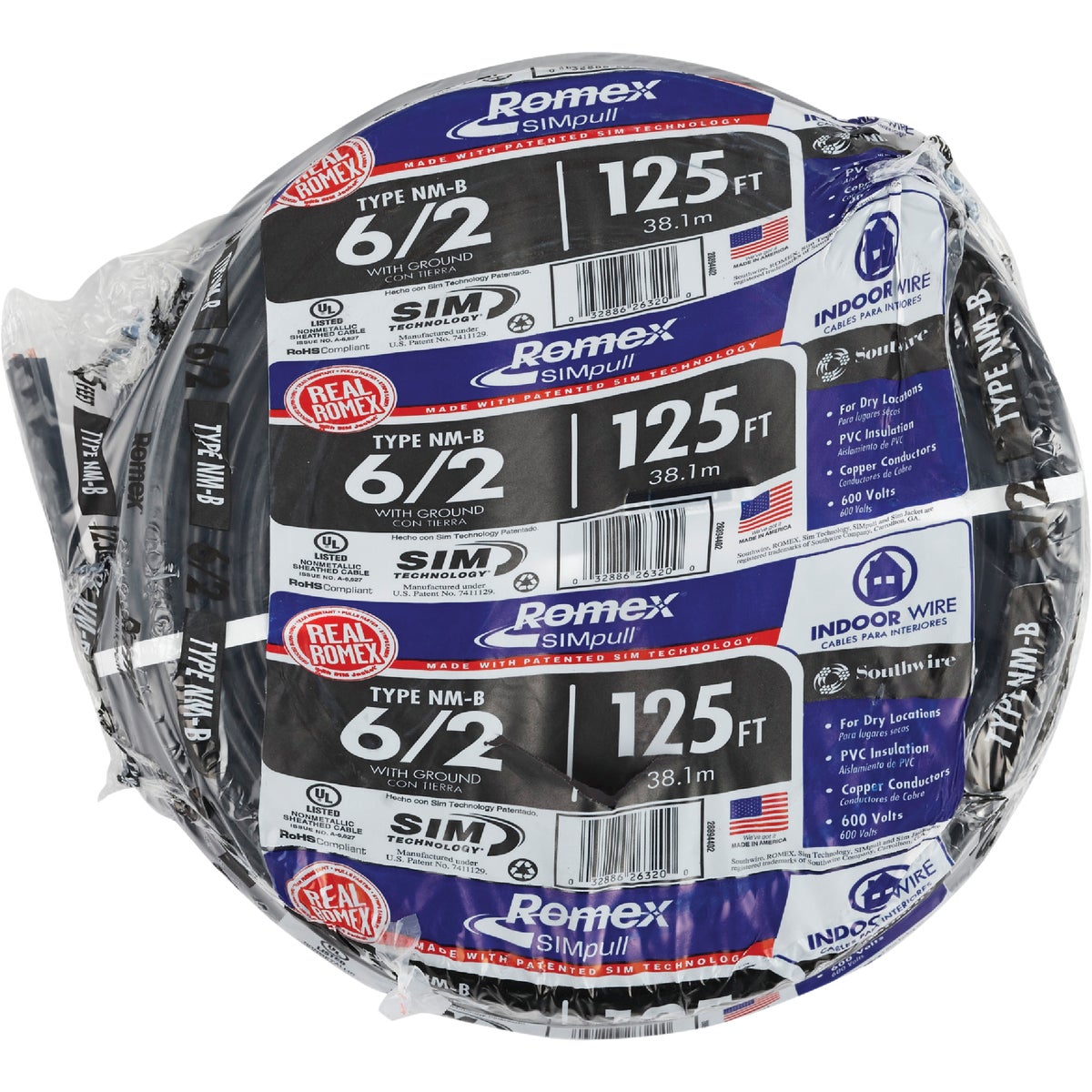 Romex 125 Ft. 6/2 Stranded Black NMW/G Electrical Wire Image 2