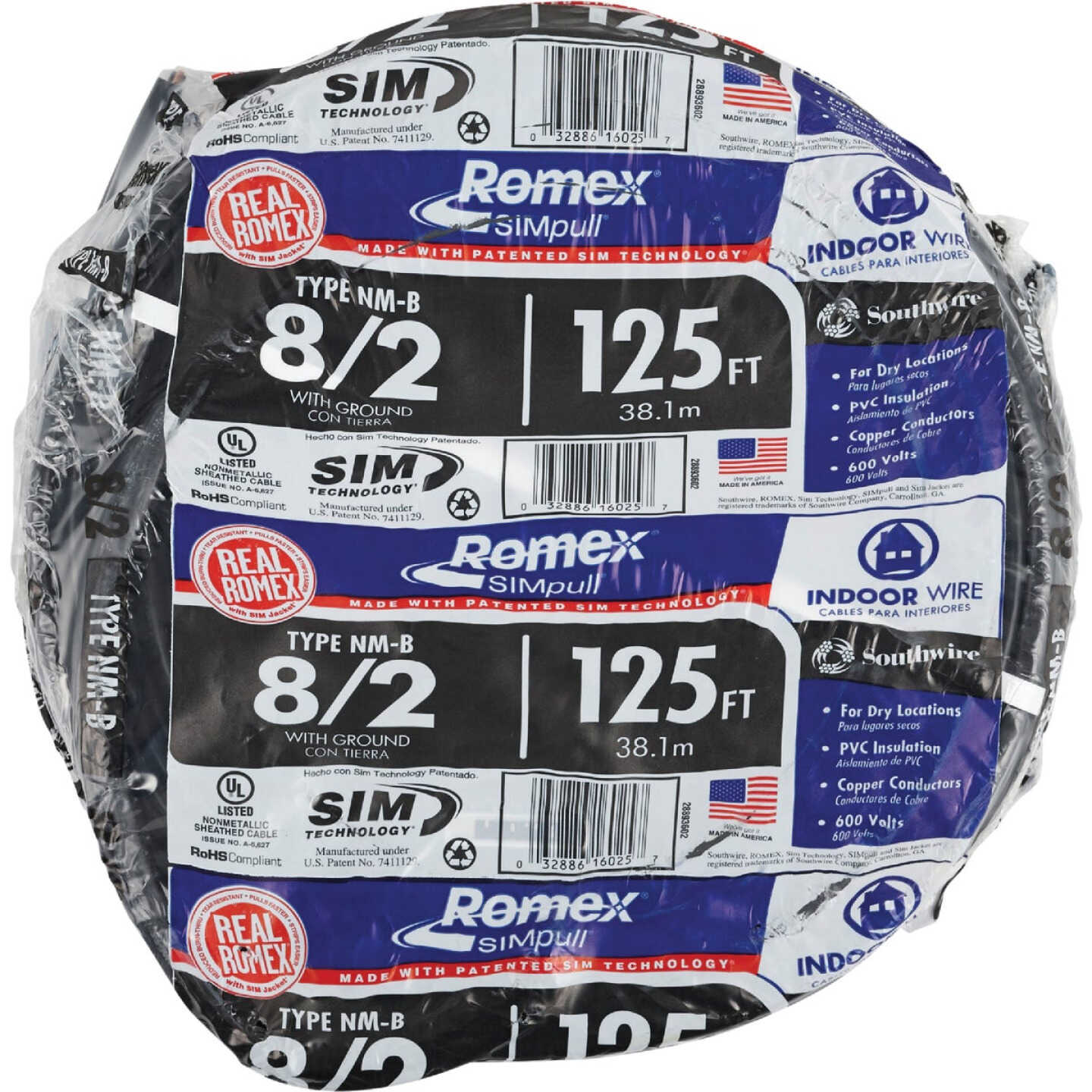 Romex 125 Ft. 8/2 Stranded Black NMW/G Electrical Wire Image 2