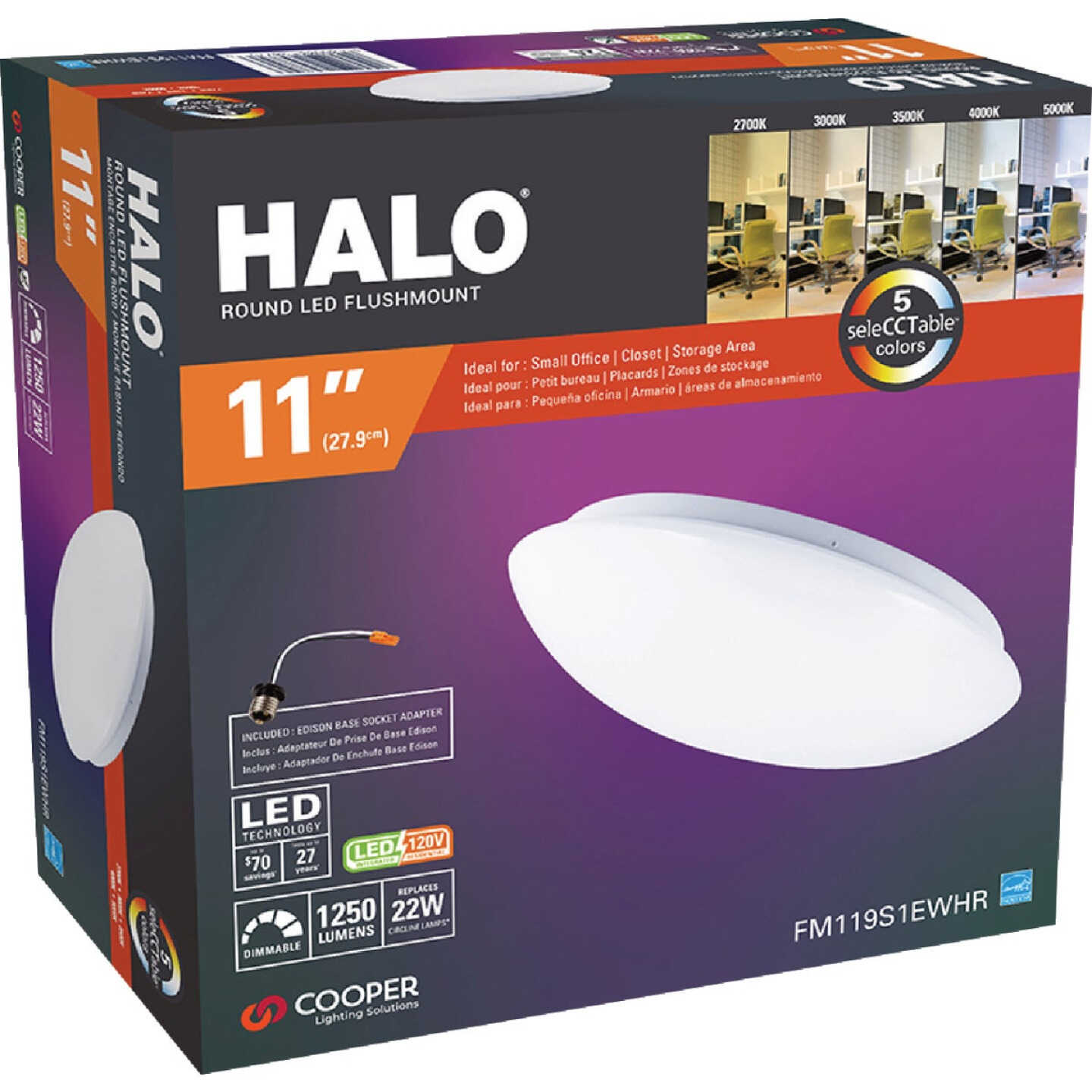 Halo 11 In. CCT LED Low Profile Round Flush Mount Ceiling Light Fixture Image 7
