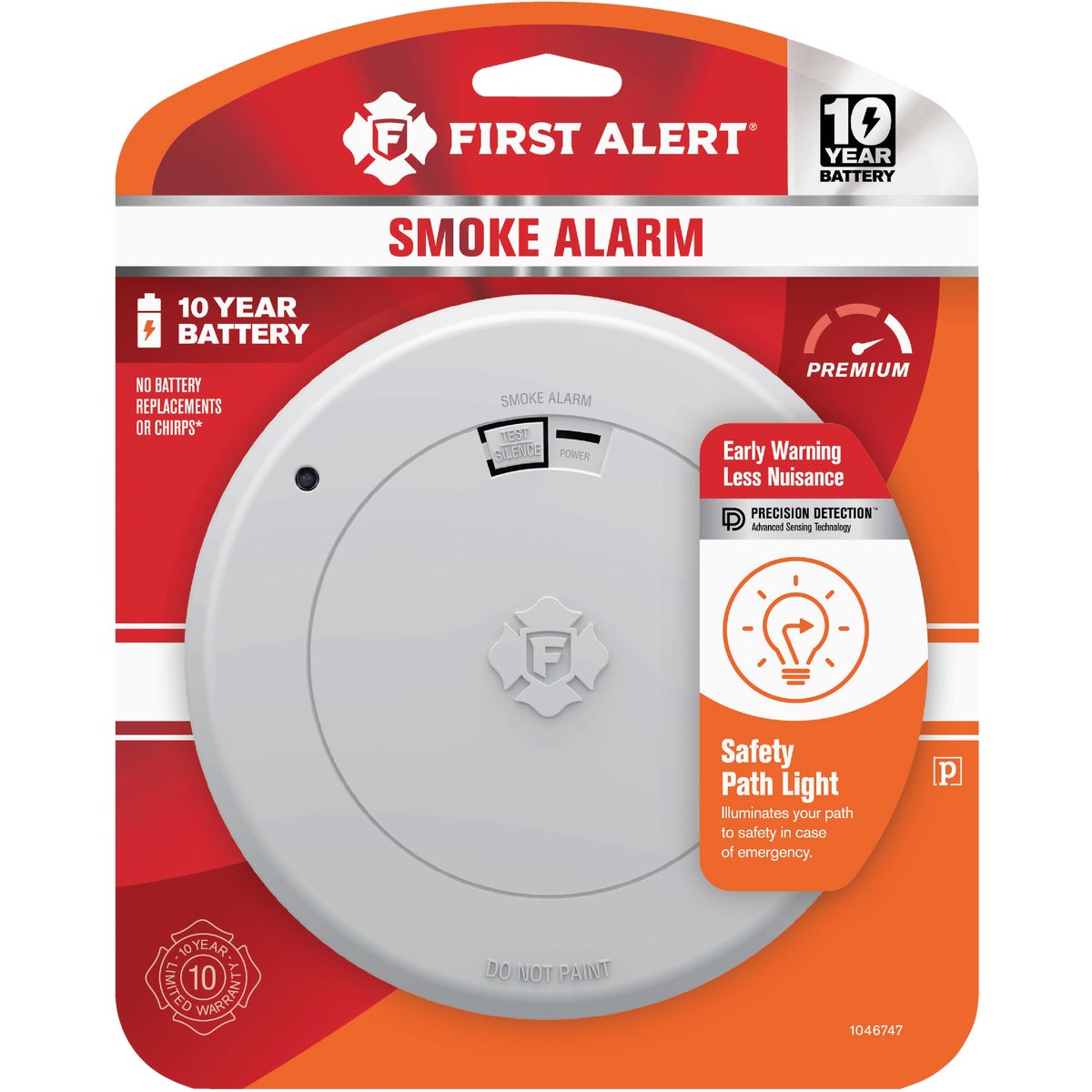 First Alert SM210L 10-Year Battery Photoelectric Smoke Alarm with Safety Path Light