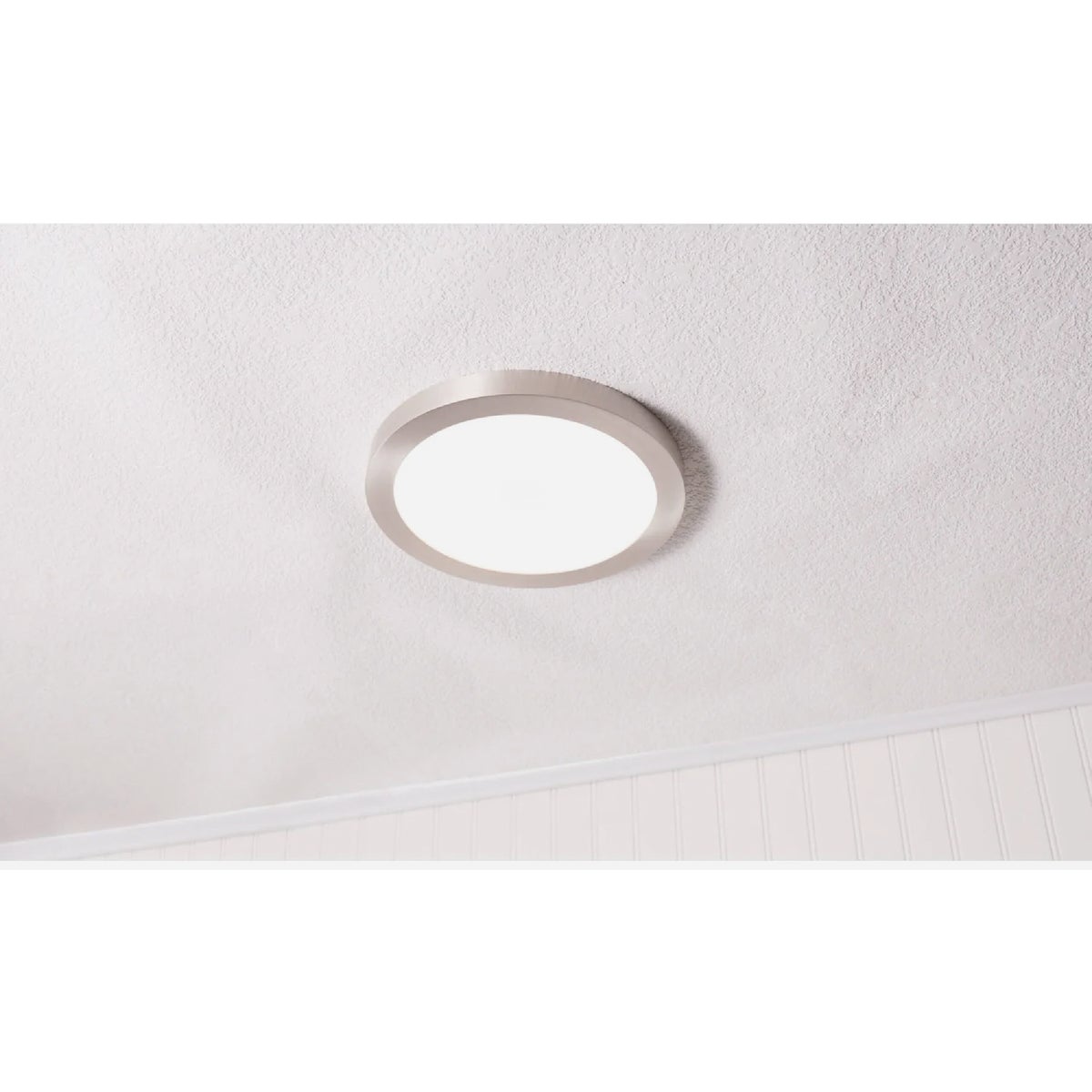 Feit Electric Edge-Lit 11 In. Nickel Round Disc 4-Way LED Flush Mount Light Image 2