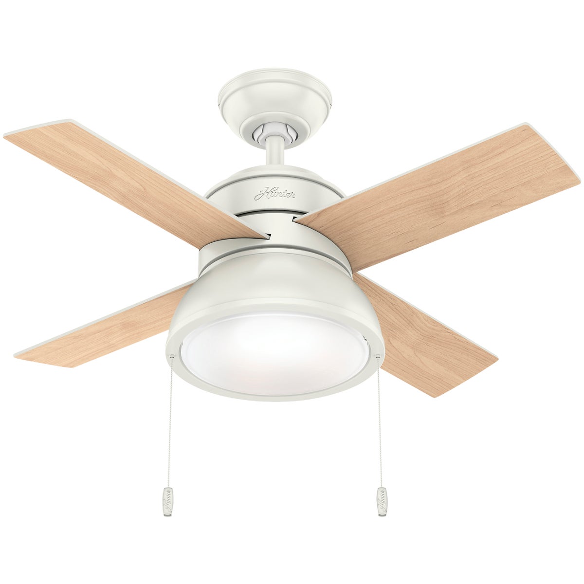 Hunter Loki 36 In. Fresh White Ceiling Fan with Light Kit Image 1