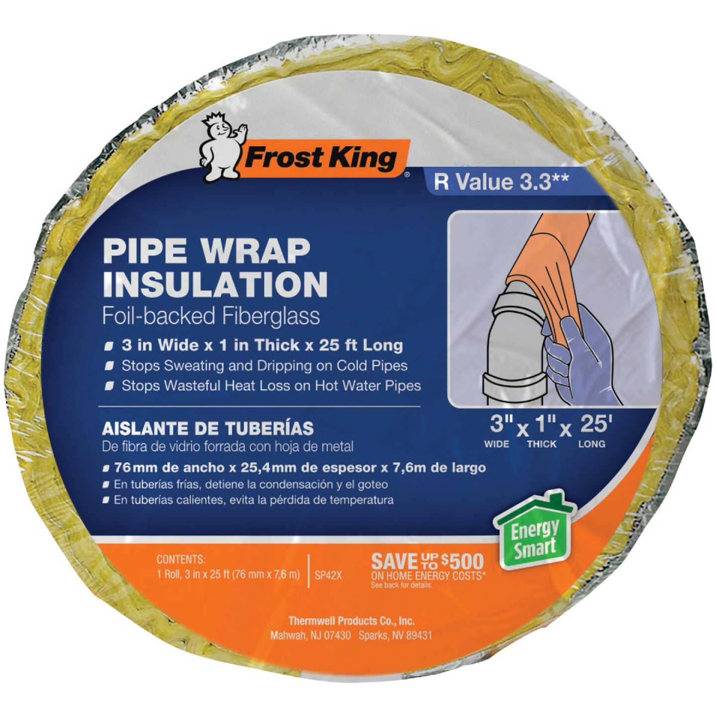 Frost King 1 In. x 3 In. x 25 Ft. Wall Fiberglass Pipe Insulation Wrap Image 1