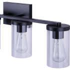 Canarm Britton 4-Light Black Vanity Bath Light Fixture, Clear Glass Image 7