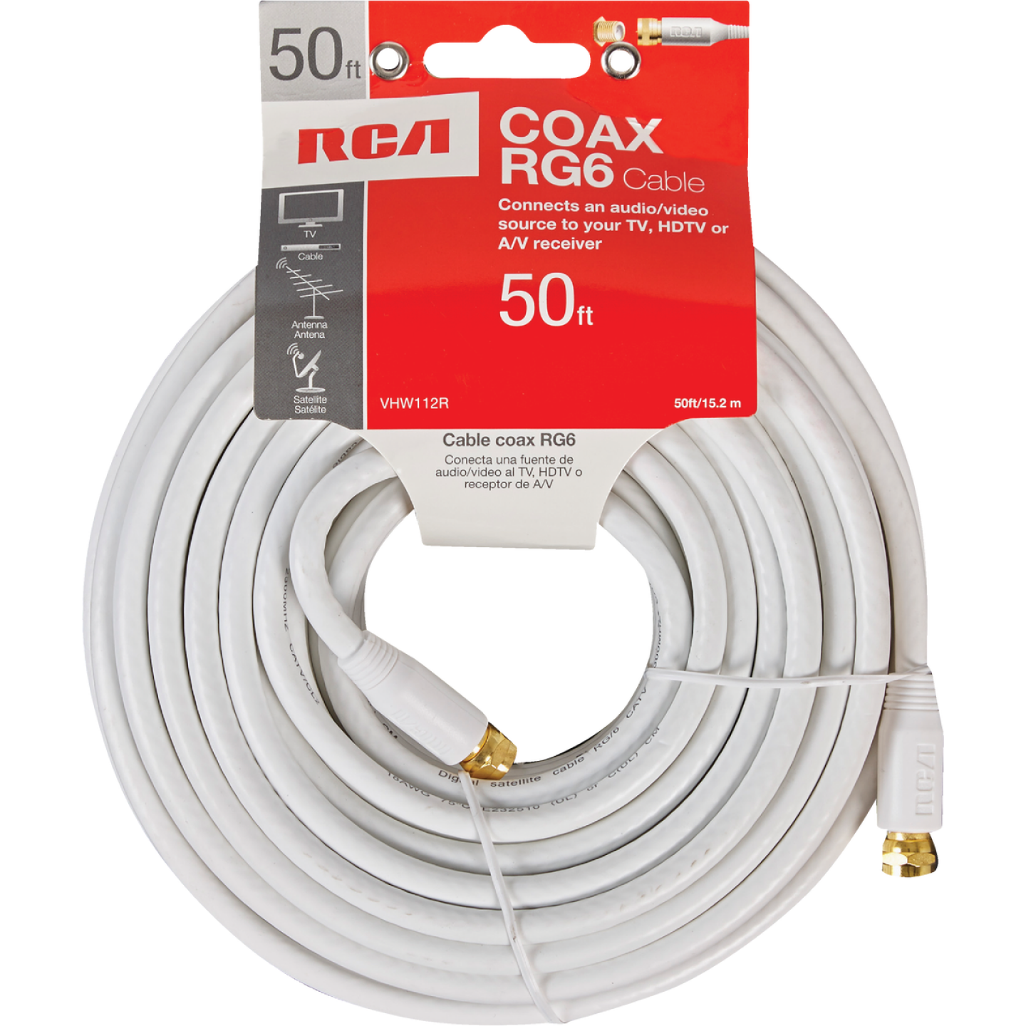 RCA 50 Ft. White Digital RG6 Coaxial Cable Image 2