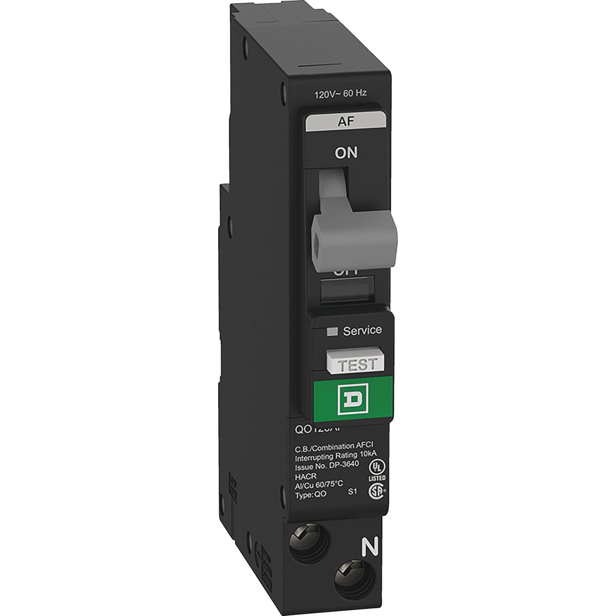 Square D QO 15A Single-Pole CAFCI Mini Dual Function Circuit Breaker