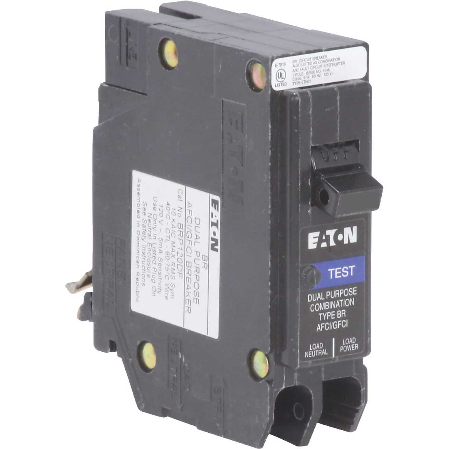 Eaton BR 15A Single-Pole AFCI/GFCI Circuit Breaker Image 1