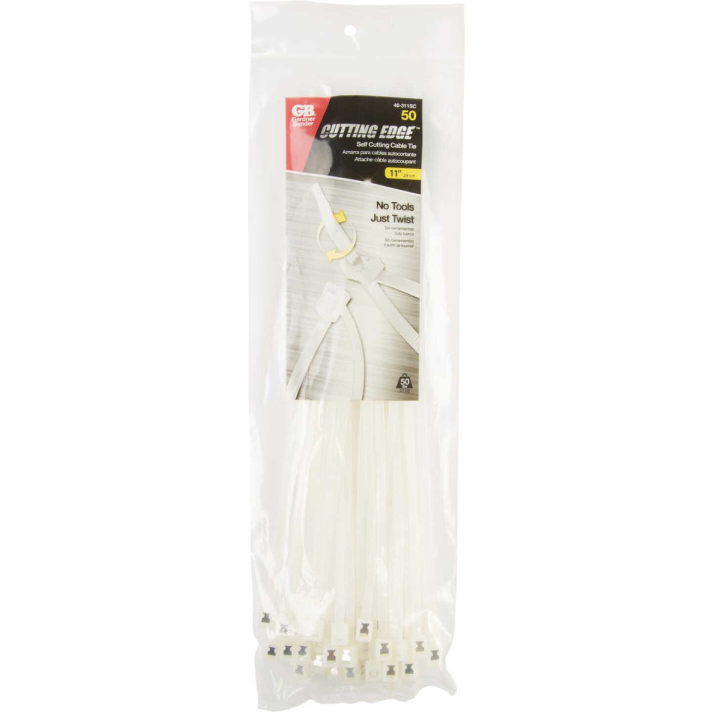 Gardner Bender Cutting Edge 11 In. x 0.169 In. Natural Nylon Self-Cutting Cable Tie (50-Pack) Image 2