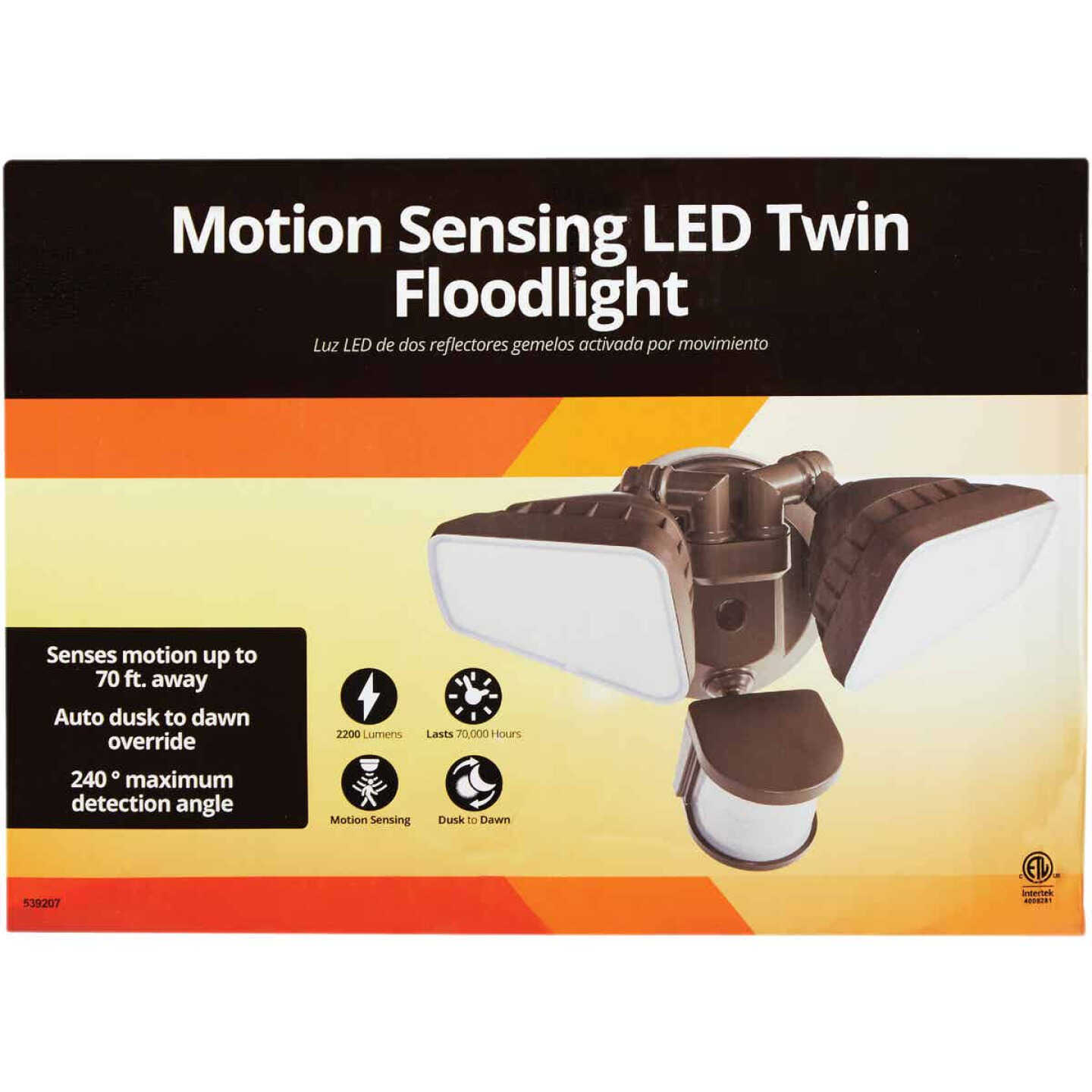 Bronze Motion Sensing Dusk-to-Dawn LED Floodlight Fixture Image 2