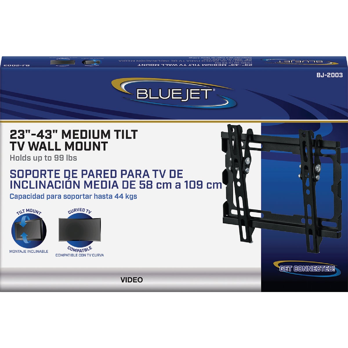 Blue Jet Black 23 In. to 43 In. Medium Tiltable TV Wall Mount Image 2