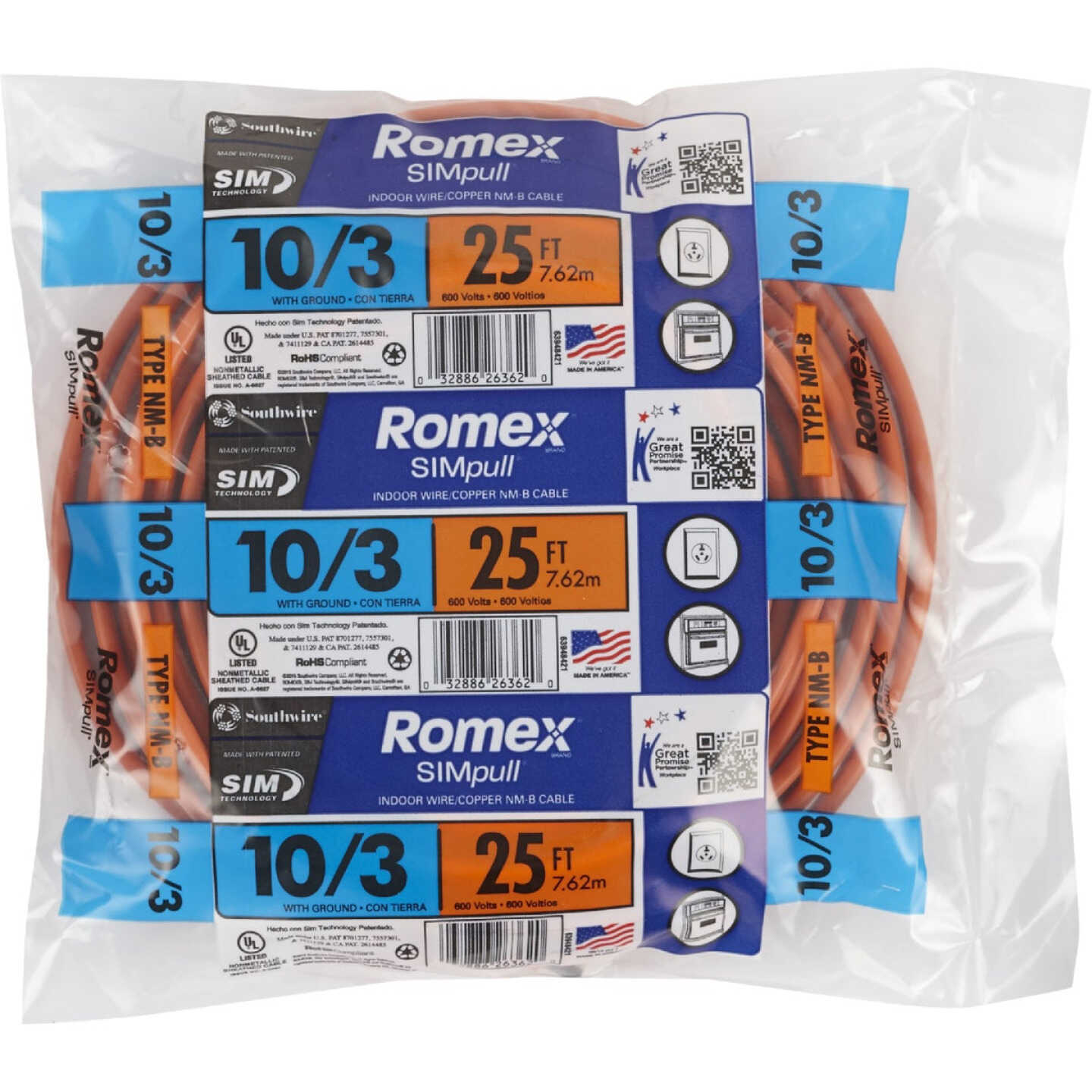 Romex 25 Ft. 10/3 Solid Pink NMW/G Electrical Wire Image 2