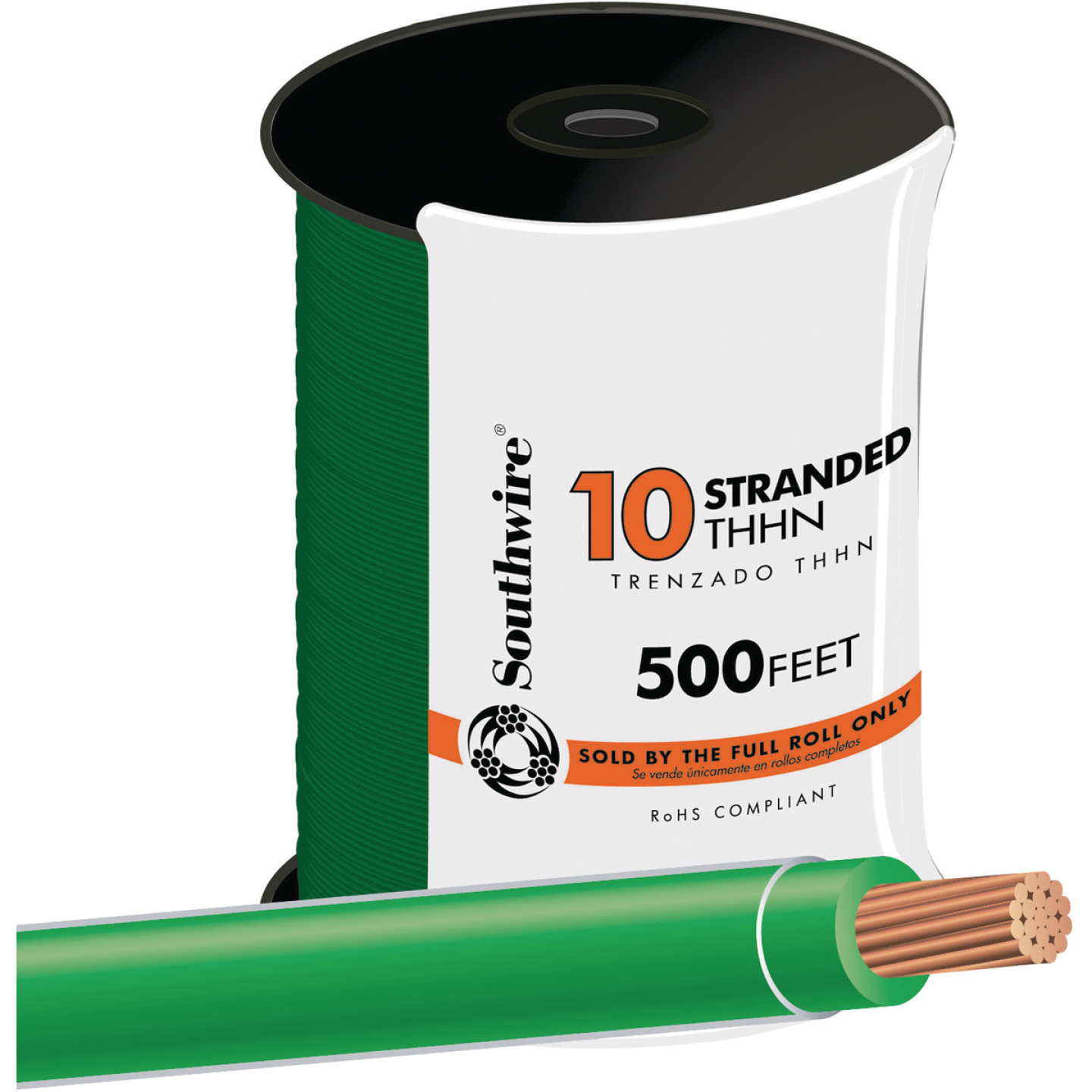 Southwire 500 Ft. 10 AWG Stranded Green THHN Electrical Wire Image 1