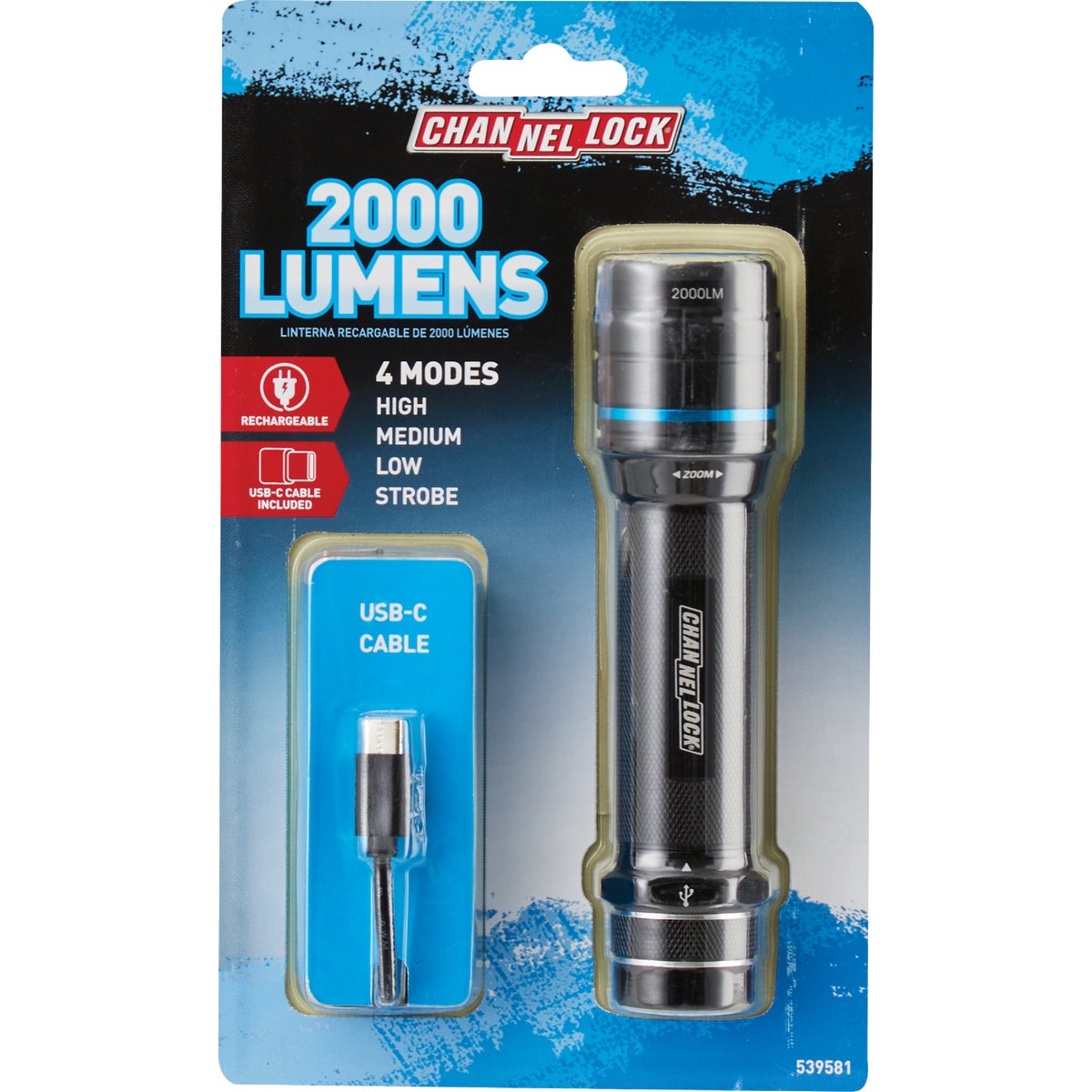 Channellock 2000 Lm. LED Rechargeable Flashlight