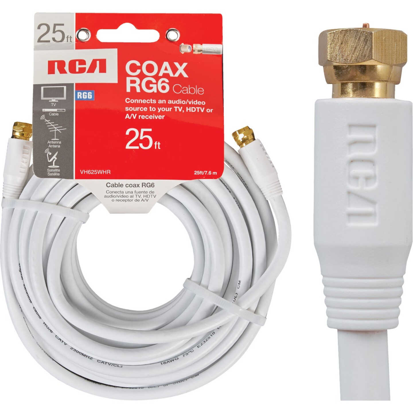 RCA 25 Ft. White RG6 Coaxial Cable Image 1