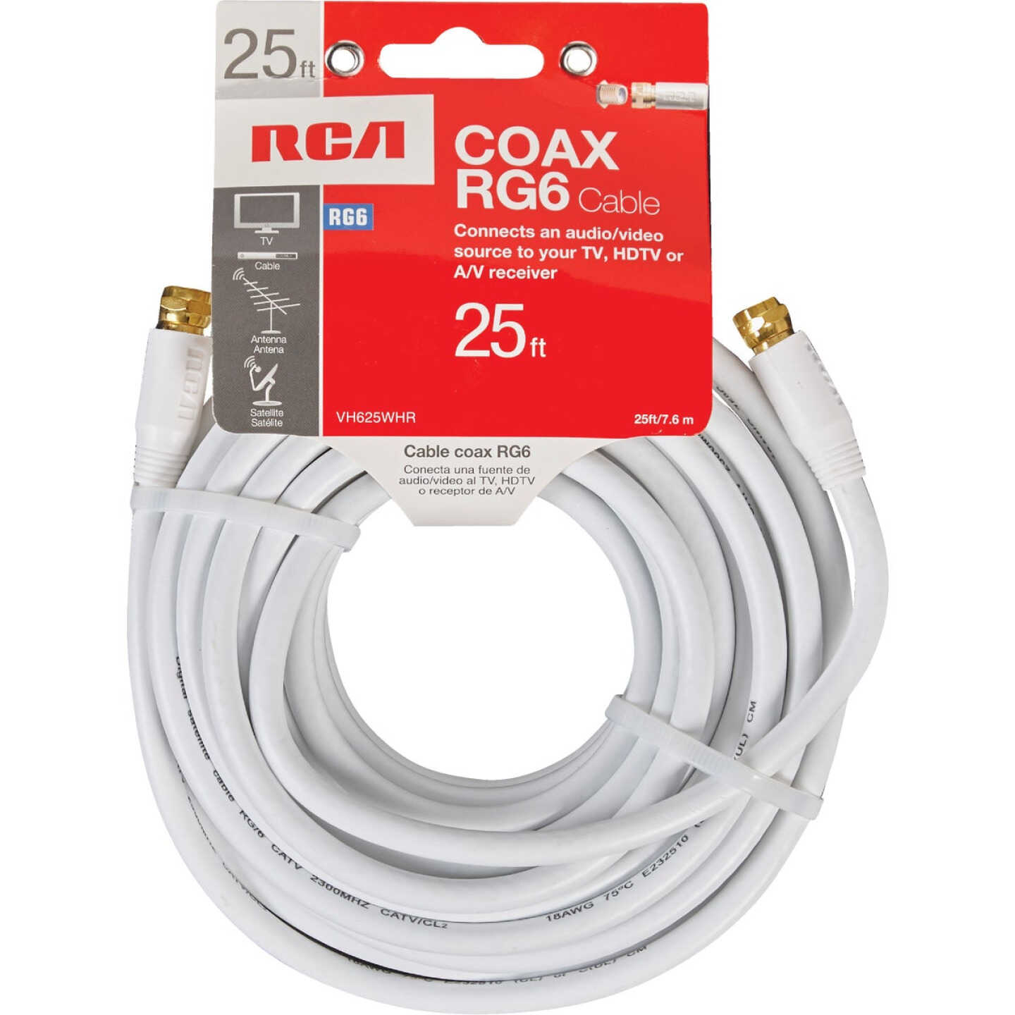 RCA 25 Ft. White RG6 Coaxial Cable Image 2