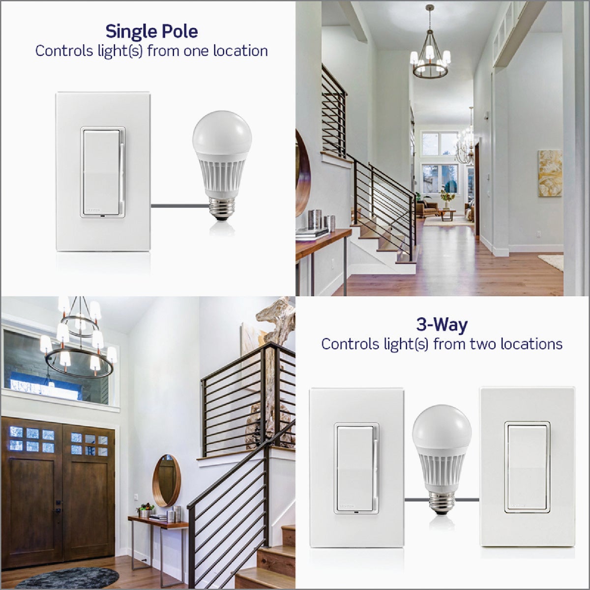 Leviton Decora Incandescent/Halogen/LED White Antimicrobial Treated Rocker Slide Dimmer Image 7