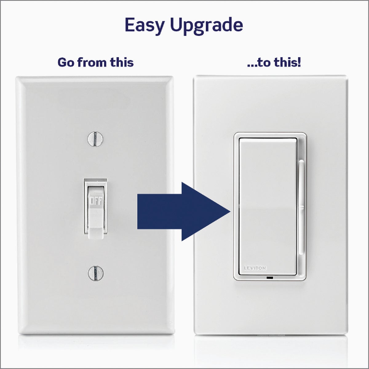 Leviton Decora Incandescent/Halogen/LED White Antimicrobial Treated Rocker Slide Dimmer Image 2