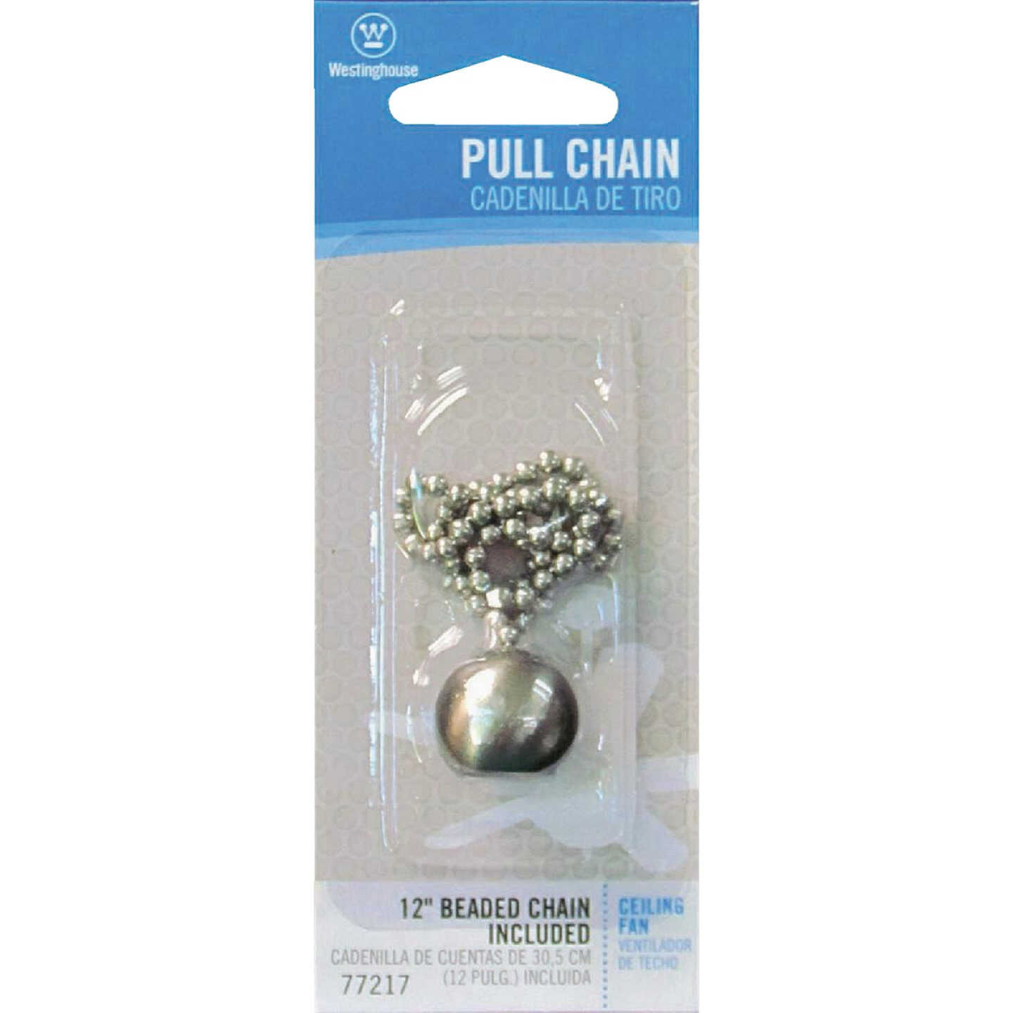 Westinghouse 12 In. Brushed Nickel Ball Pull Chain Image 2