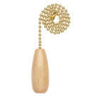 Westinghouse 12 In. Polished Brass Pull Chain with Wood Knob Ornament Image 1
