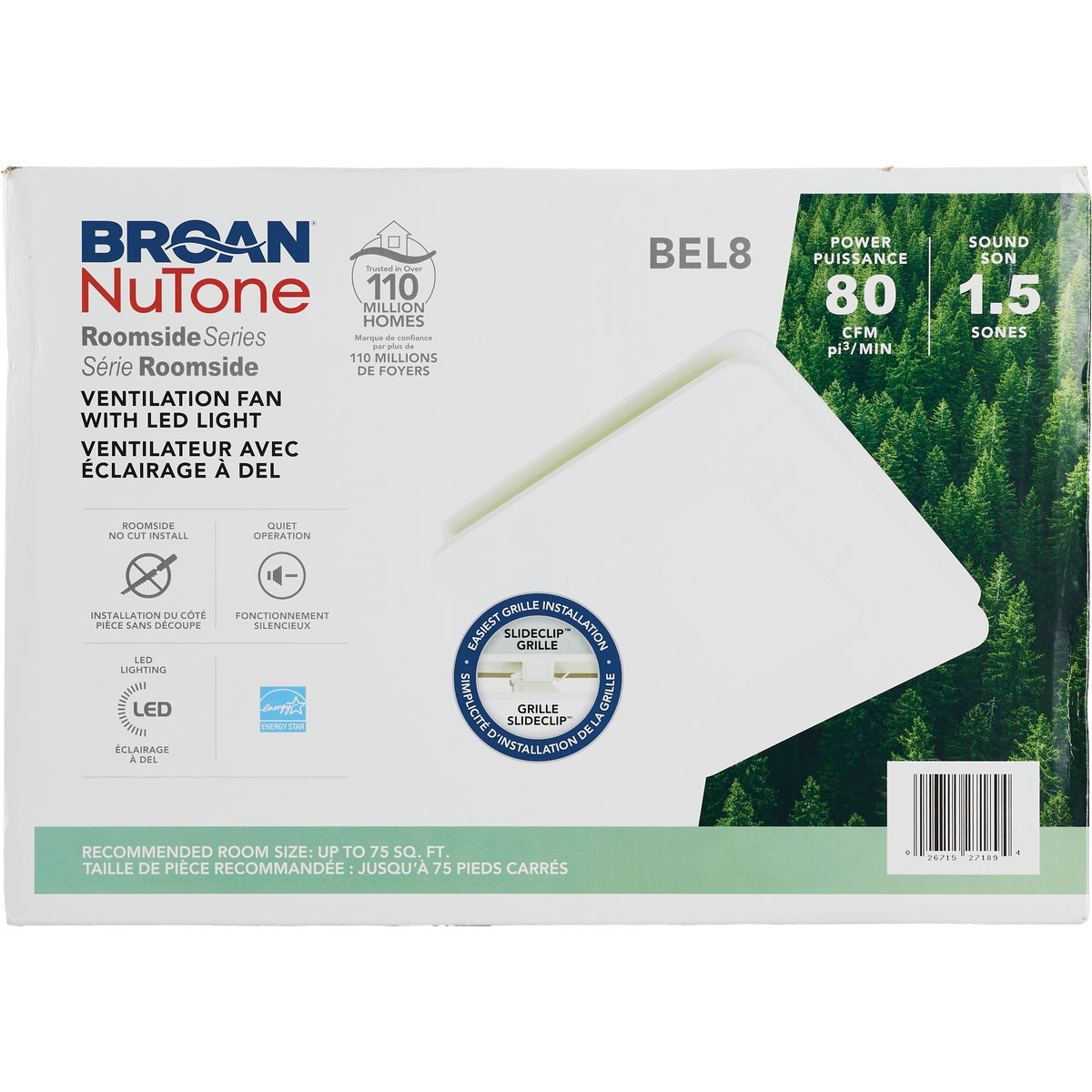 Broan-NuTone Roomside Series 80 CFM 1.5 Sones Bath Exhaust Fan with LED Light Image 4