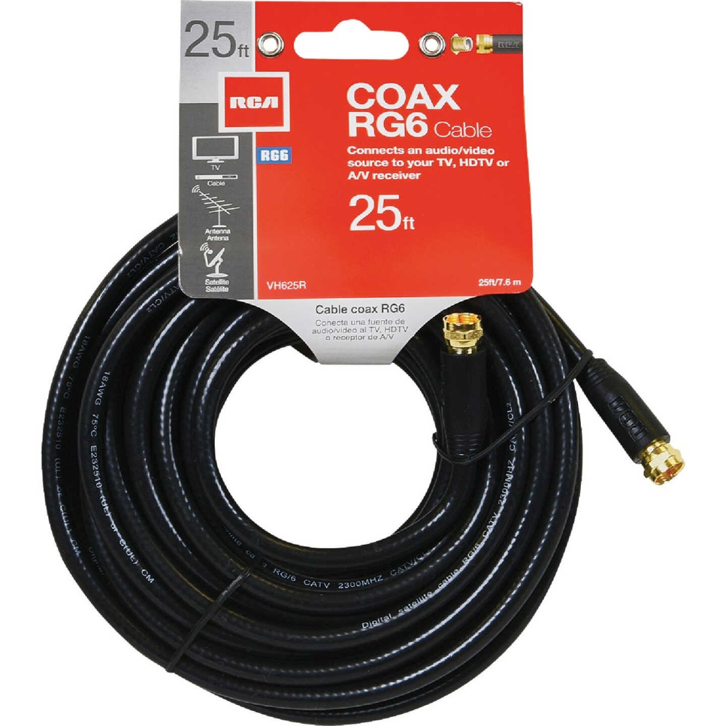 RCA 25 Ft. Black Digital RG6 Coaxial Cable Image 1