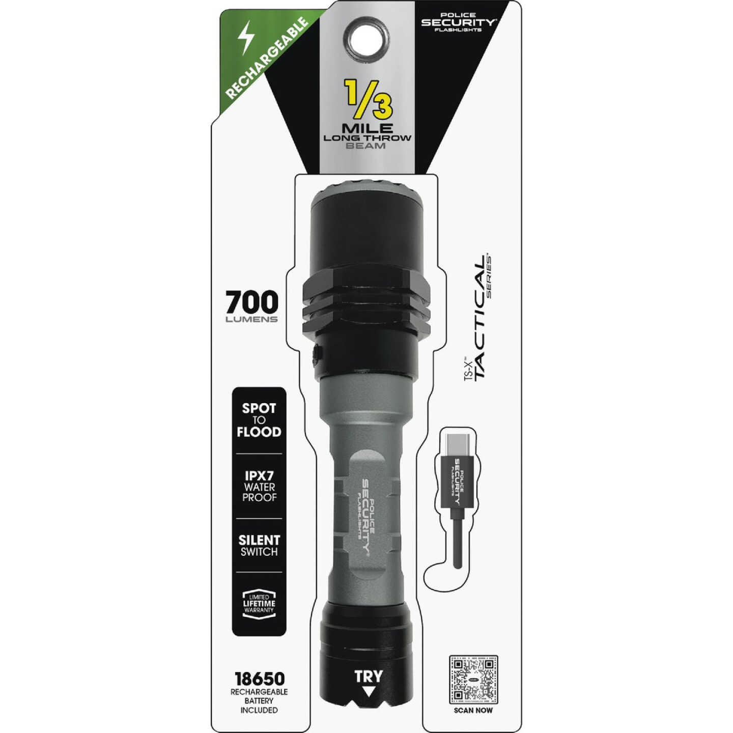 Police Security Long Throw TS-X 700 Lm. LED Flashlight Image 1