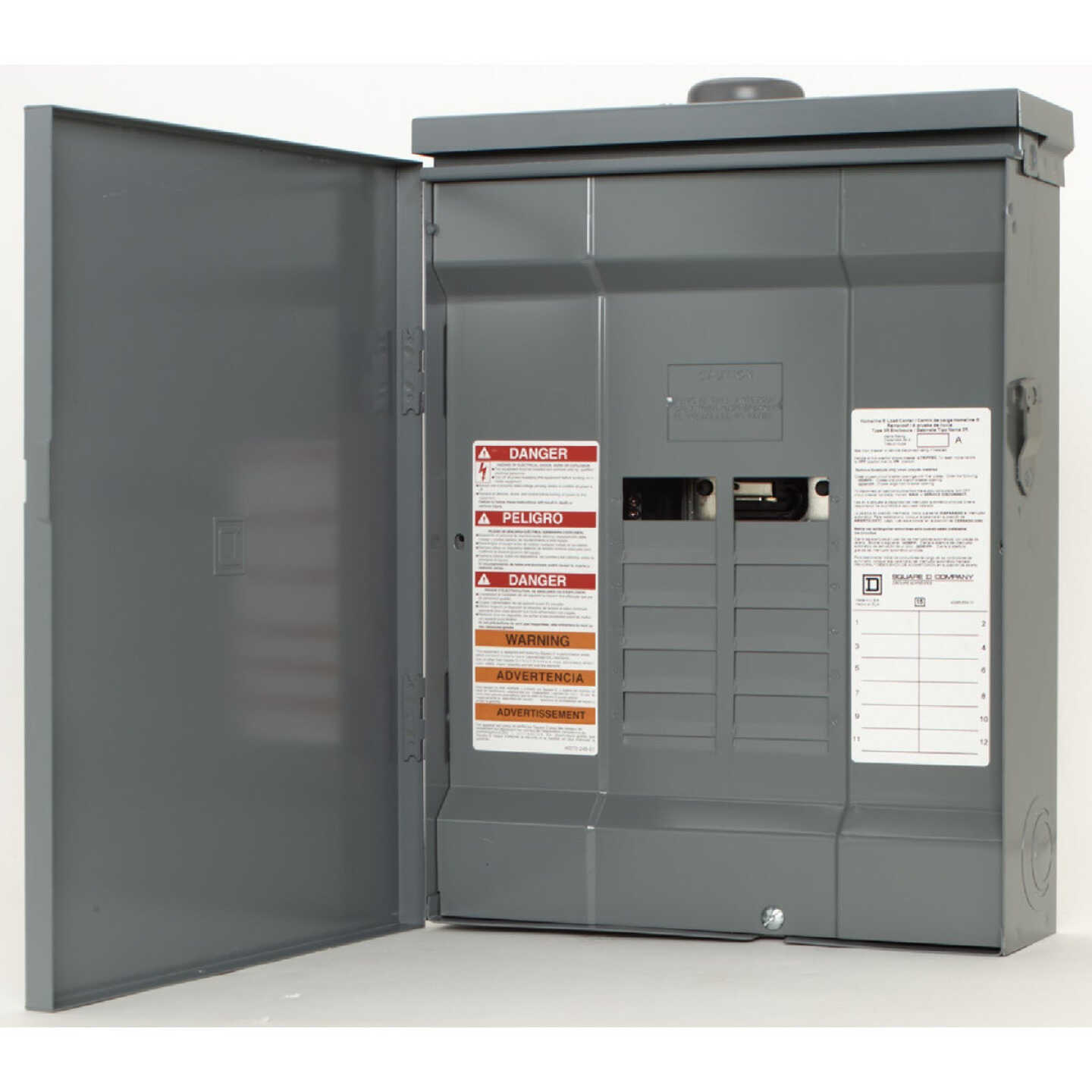 Square D Homeline 125A 12-Space 24-Circuit Raintight Main Lug Plug-on Neutral Load Center Image 1