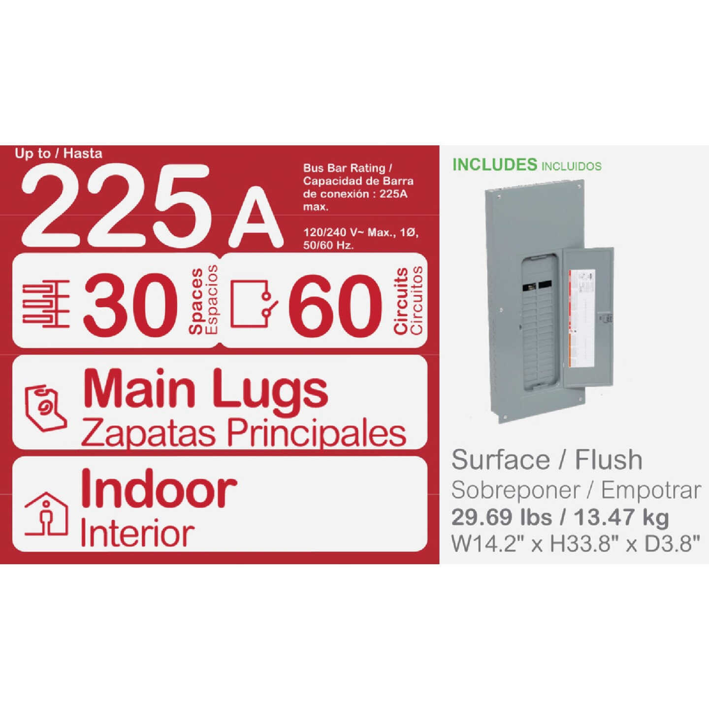 Square D Homeline 225A 30-Space 60-Circuit Indoor Main Lug Plug-on Neutral Load Center Image 2