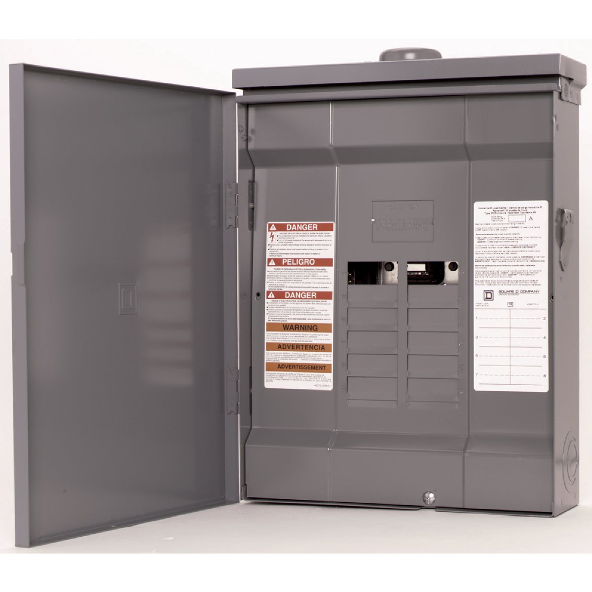 Square D Homeline 125A 8-Space 16-Circuit Raintight Main Lug Plug-on Neutral Load Center Image 1